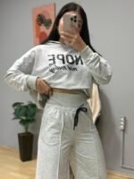 Kadın Uzun Kollu Nope Baskılı Beli Ribanalı Ikili Takım - Görsel 2