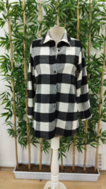 Kadın Uzun Kollu Ekoseli önden Düğmeli Dokuma Uzun Gömlek - Görsel 7