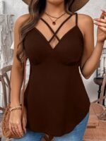 Kadın önden çapraz Askılı Uzun Vıskon Bluz