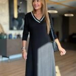 Kadın Uzun Kollu V Yakalı Midi çağla Yeşili Modal Elbise