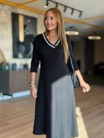 Kadın Uzun Kollu V Yakalı Midi çağla Yeşili Modal Elbise