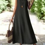 Kadın Askılı V Yakalı Uzun Elbise