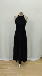 Kadın Kolsuz Halter Yaka Beli Lastiklidesenli Mikro Elbise - Görsel 6