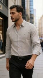 Erkek Uzun Kollu Keten Gömlek - Görsel 3