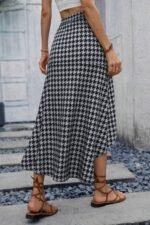 Kadın Yüksek Bel çiçek Desenli önü Asimetrik Detaylı Uzun Süprem Etek - Görsel 2