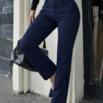 Kadın Düşük Bel Cepli Dar Paça Atlas Pantolon