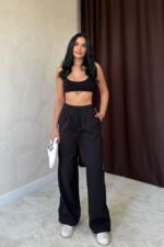 Siyah Yanları Şeritli Pantolon - Görsel 2