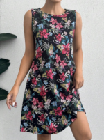 Kadın Renkli çiçek Baskılı Süprem Elbise - Görsel 5