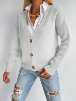 Kadın Uzun Kollu Düğme Detay Triko Bluz - Görsel 4