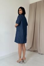 Mavi Tencel Kuplu Elbise - Görsel 4