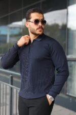 Erkek Selanik örme Yakalı Uzun Kollu Triko - Görsel 7