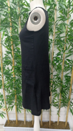 Kadın Kolsuz Kalın Askılı Düğme Detay Cepli Keten Elbise - Görsel 6