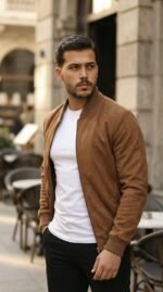 Erkek önden Fermuarlı Içi Astarlı Süet Ceket - Görsel 3