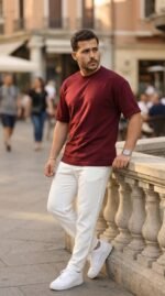 Erkek Duble Kol Basic Tişört - Görsel 2