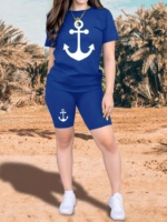 Kadın Kısa Kollu çapa Baskılı Viskon Ikili Takım - Görsel 3