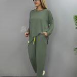 Kadın Iki Iplik Viskon Pamuk Kumaş Arma Detaylı Ikili Takım
