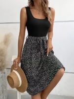 Kadın Askılı Yuvarlak Yakalı üst Viskon Alt Süprem Kısa Elbise