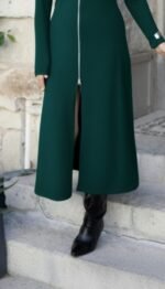 Kadın Uzun Kollu önden Fermuarlı Ithal Krep Elbise - Görsel 4