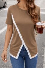 Kadın Kısa Kollu Bisiklet Yaka Viskon Bluz