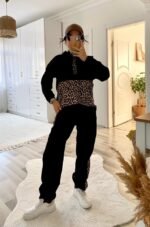 Kadın Uzun Kollu Leopar Detay Sweat Ve Yanı Leopar şerit Detay Pantolon Ikili Takım - Görsel 10