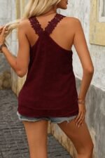 Kadın Dantel Askılı V Yakalı Sırtı çapraz Detaylı Ponpon Bluz - Görsel 6