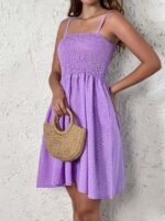 Kadın Ip Askılı Gipeli Desenli Kısa Süprem Elbise - Görsel 2