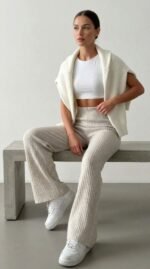 Kadın Kaşkorse Bol Paça Pantolon - Görsel 3