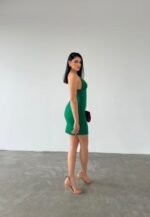 Kadın Dalgıç Krep Kumaş Askılı Mini Elbise - Görsel 4