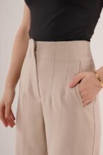 Çift Pens Detaylı Krem Pantolon - Görsel 3