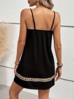 Kadın Ip Askılı V Yakalı Etnik Desenli Detaylı Elbise - Görsel 12