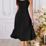 Kadın Askılı Geometrik Yakalı Geniş Kesim Detaylı Ithal Krep Elbise