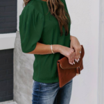 Kadın Kısa Kollu Pileli Balın Kol Bürümcük Bluz