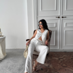 KETEN TEK DÜĞME YELEK-PANTOLON TAKIM - Beyaz