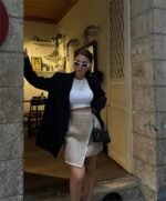 ŞANELKAPAKLI ÇOBAN DİKİŞ DETAYLI KISA ETEK - Bej