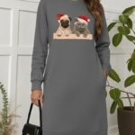 Kadın Uzun Kollu Bisiklet Yaka Desenli Viskon Iki Iplik Bluz