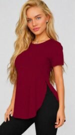 Kadın Yırtmaç Detaylı Viskon Kumaş Bluz