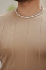 Erkek Bisiklet Yaka çizgi Desenli Ribanalı Kısa Kollu Tshirt - Görsel 3