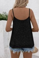 Kadın Ip Askılı V Dantel Yakalı Dantel Bluz - Görsel 3