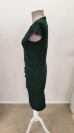 Kadın Kısa Kollu Yakası Asimetrik Kısa Ithal Krep Elbise - Görsel 5