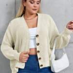 Kadın Beş Düğme Büyük Beden Triko Hırka