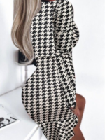 Kadın Uzun Kollu Kruvaze Yaka Kazayağı Mikro Mini Boy Elbise - Görsel 3