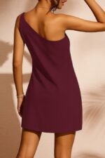 Kadın Tek Omuz Askılı Krep Mini Elbise - Görsel 2