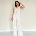 Bej Önü Fiyonklu Keten Takım