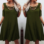 Dekolteli Bağcık Detay Viskon Kumaş Elbise - Görsel 2