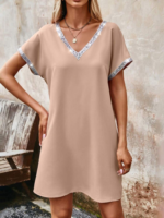 Kadın Yaka Ve Kol Pul Payet şeritli Ithal Krep Elbise - Görsel 2