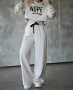 Kadın Uzun Kollu Nope Baskılı Beli Ribanalı Ikili Takım - Görsel 4