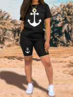 Kadın Kısa Kollu çapa Baskılı Viskon Ikili Takım - Görsel 3