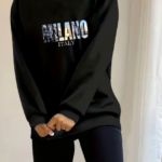 Kadın Uzun Kollu Bisiklet Yaka Desenli Viskon Iki Iplik Bluz