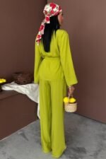 Kruvaze Model Klasik Pantolonlu Çupra Keten Takım 10191 - Görsel 8