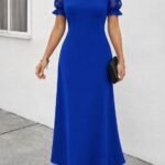 Kadın Kısa Kollu V Yakalı Uzun Janjan Elbise